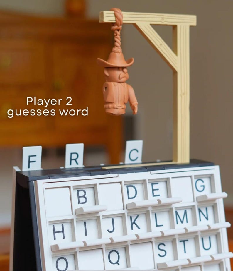 3D Printed Fold-Up Hangman Word Guessing Game Board
