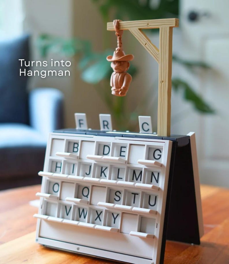 3D Printed Fold-Up Hangman Word Guessing Game Board