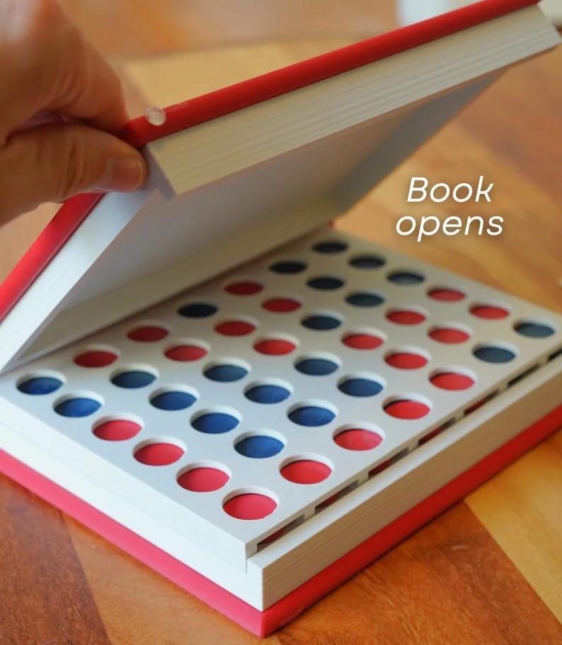 Wooden Four in a Row Game Book Travel Strategy Game