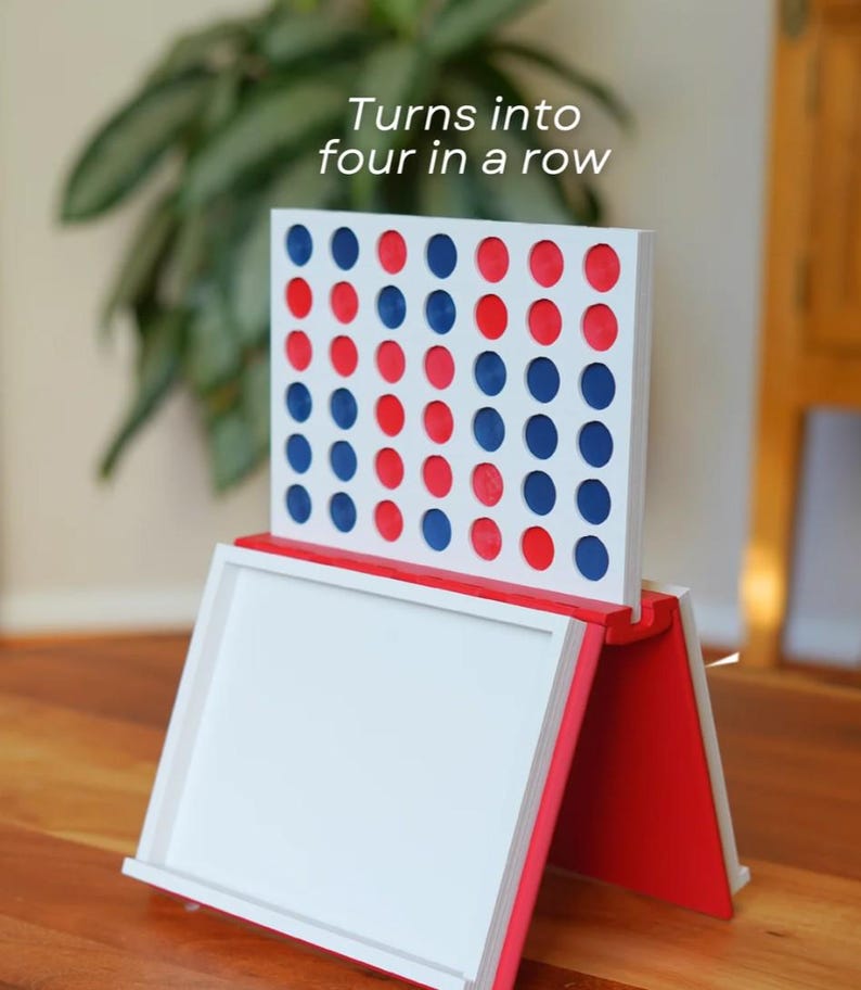 Wooden Four in a Row Game Book Travel Strategy Game