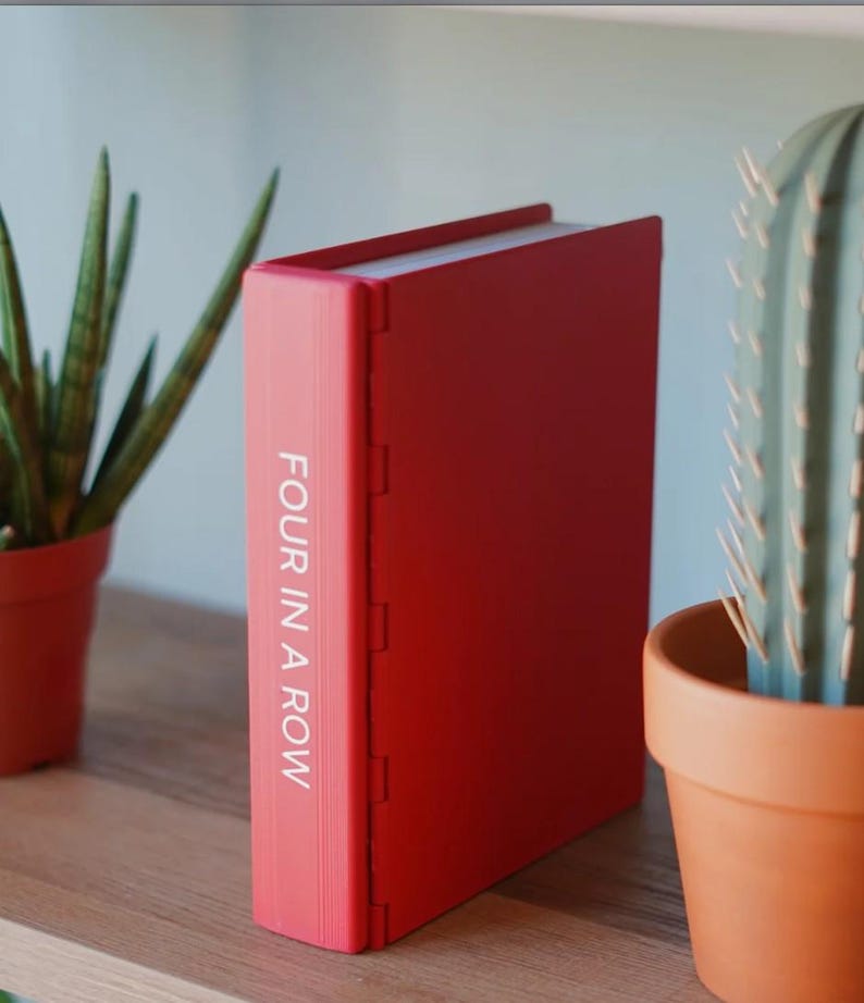 Wooden Four in a Row Game Book Travel Strategy Game