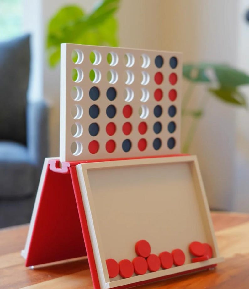Wooden Four in a Row Game Book Travel Strategy Game