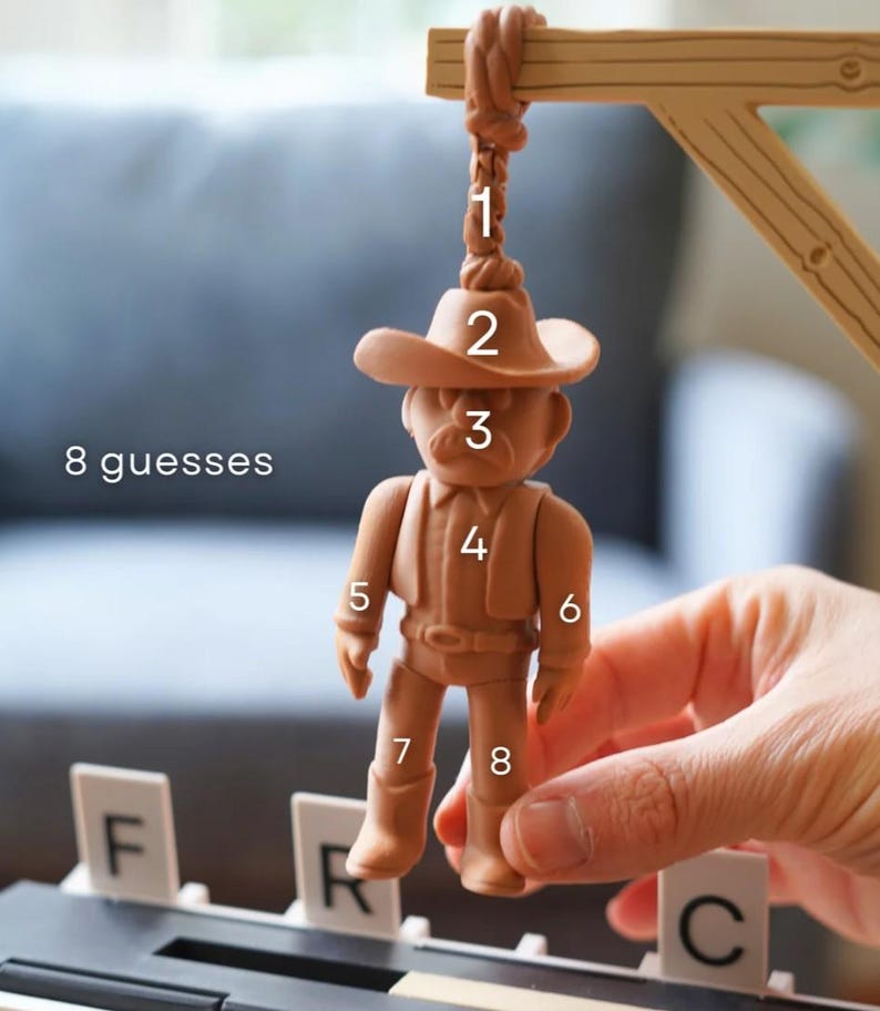 3D Printed Fold-Up Hangman Word Guessing Game Board